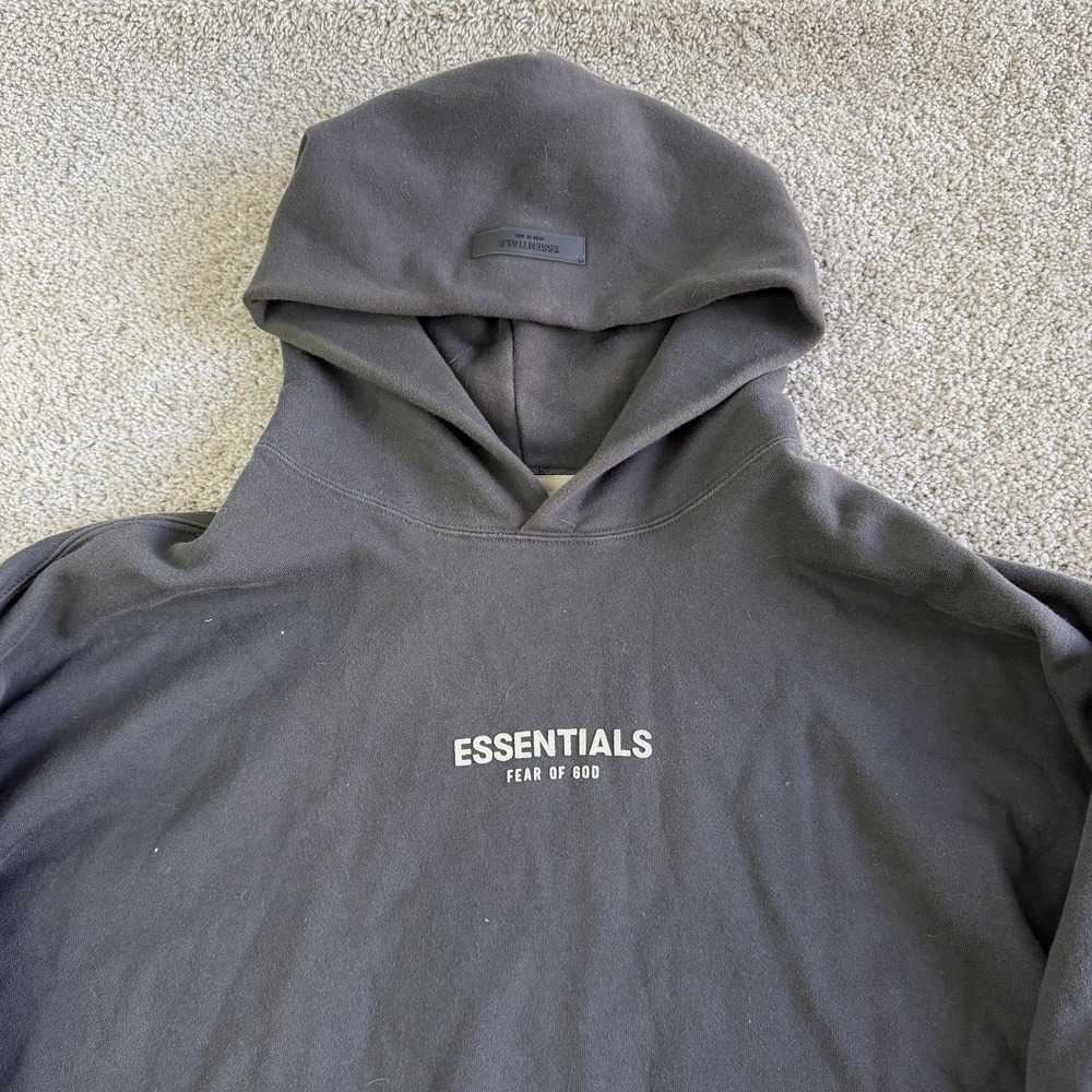 Essentials Fear Of God Hoodie Mens 2XL Gray Fleece Pullover Logo Sweatshirt